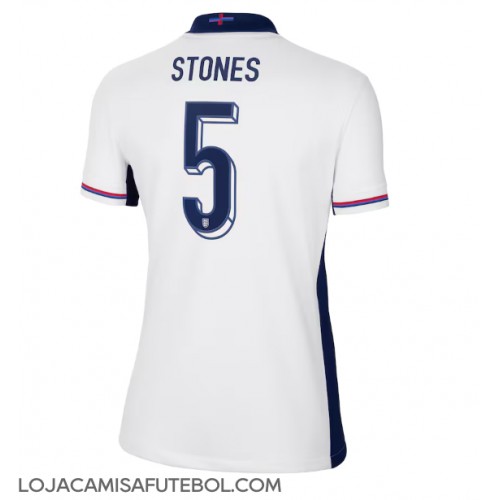 Camisa de Futebol Inglaterra John Stones #5 Equipamento Principal Mulheres Europeu 2024 Manga Curta